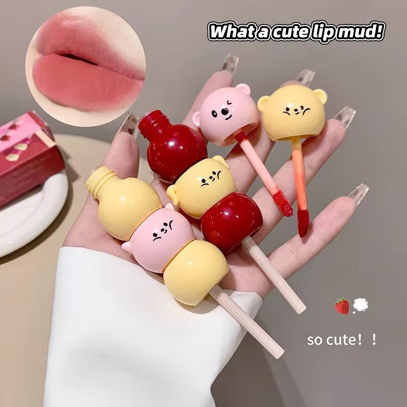 Korean Kawaii Bear Lip Tint 🐻🎀 | Juicy Velvet Glow ✨ | 6 Sweet Shades 🍓🍑