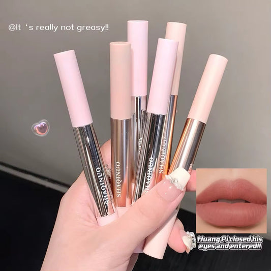 SHAQINUO Korean Click-Twist Lip Mud 💕✨ | Sponge Tip Blur Lips 🌸 | Non-Greasy Soft Matte