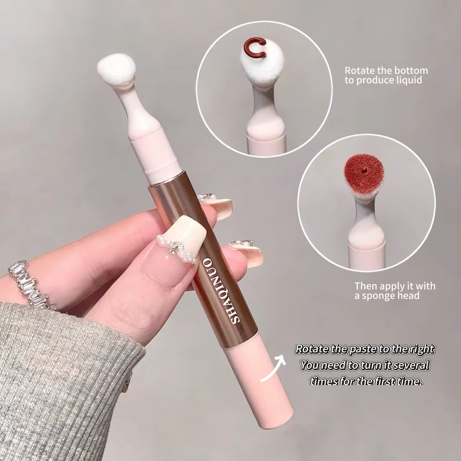 SHAQINUO Korean Click-Twist Lip Mud 💕✨ | Sponge Tip Blur Lips 🌸 | Non-Greasy Soft Matte