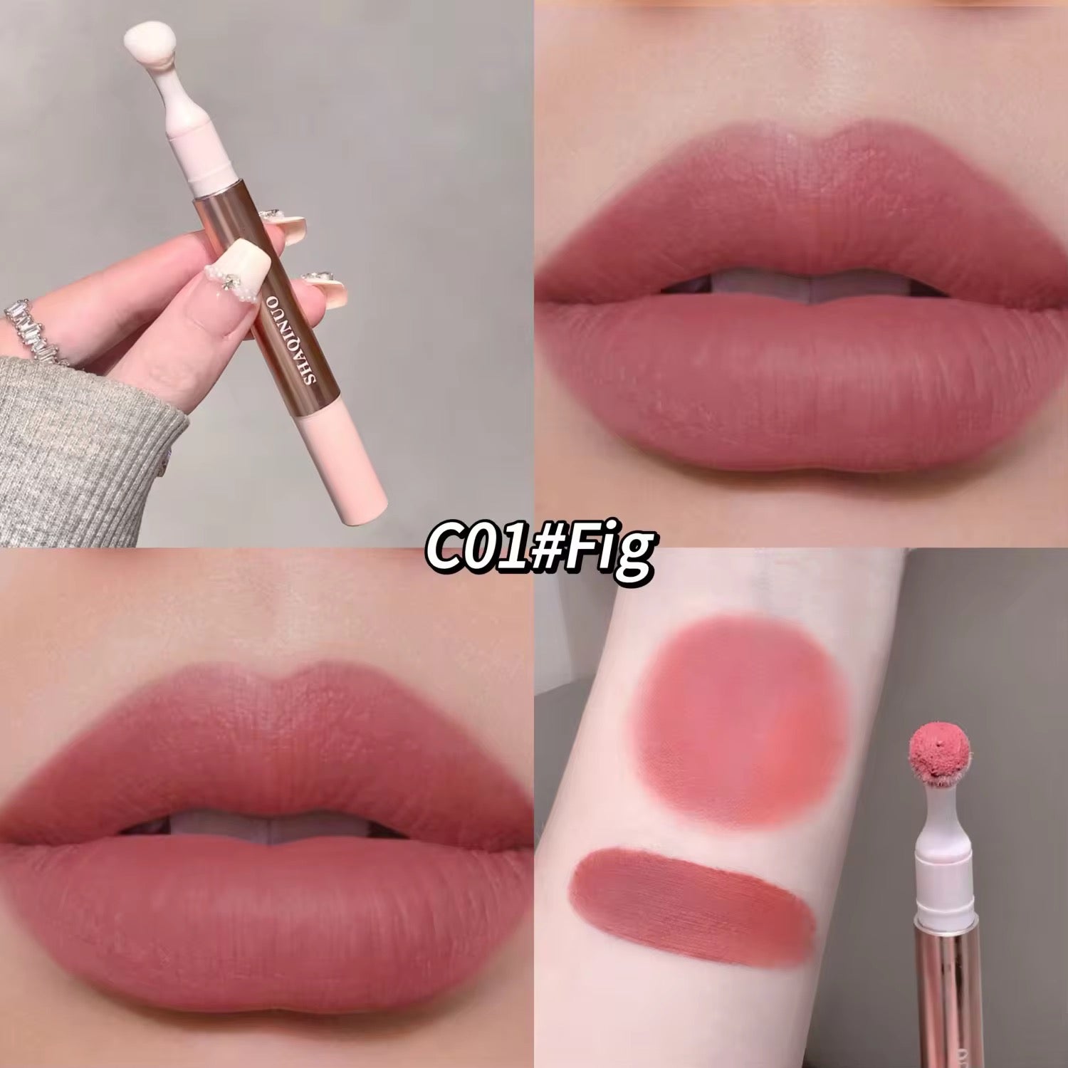 SHAQINUO Korean Click-Twist Lip Mud 💕✨ | Sponge Tip Blur Lips 🌸 | Non-Greasy Soft Matte