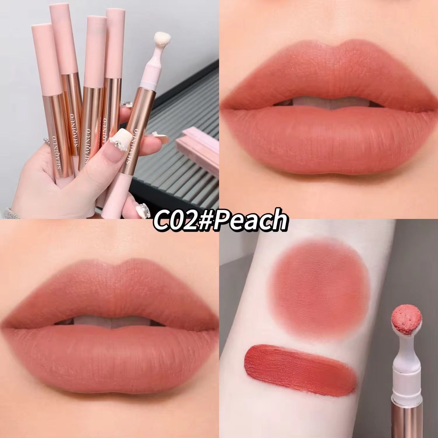 SHAQINUO Korean Click-Twist Lip Mud 💕✨ | Sponge Tip Blur Lips 🌸 | Non-Greasy Soft Matte