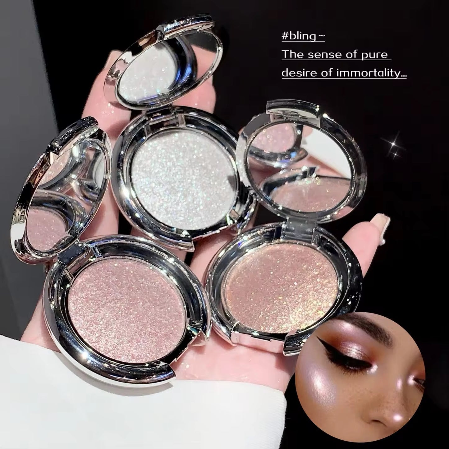 SHAQINUO Korean Kawaii Spotlight Glow Highlighter | Mirror Compact with Built-in Light