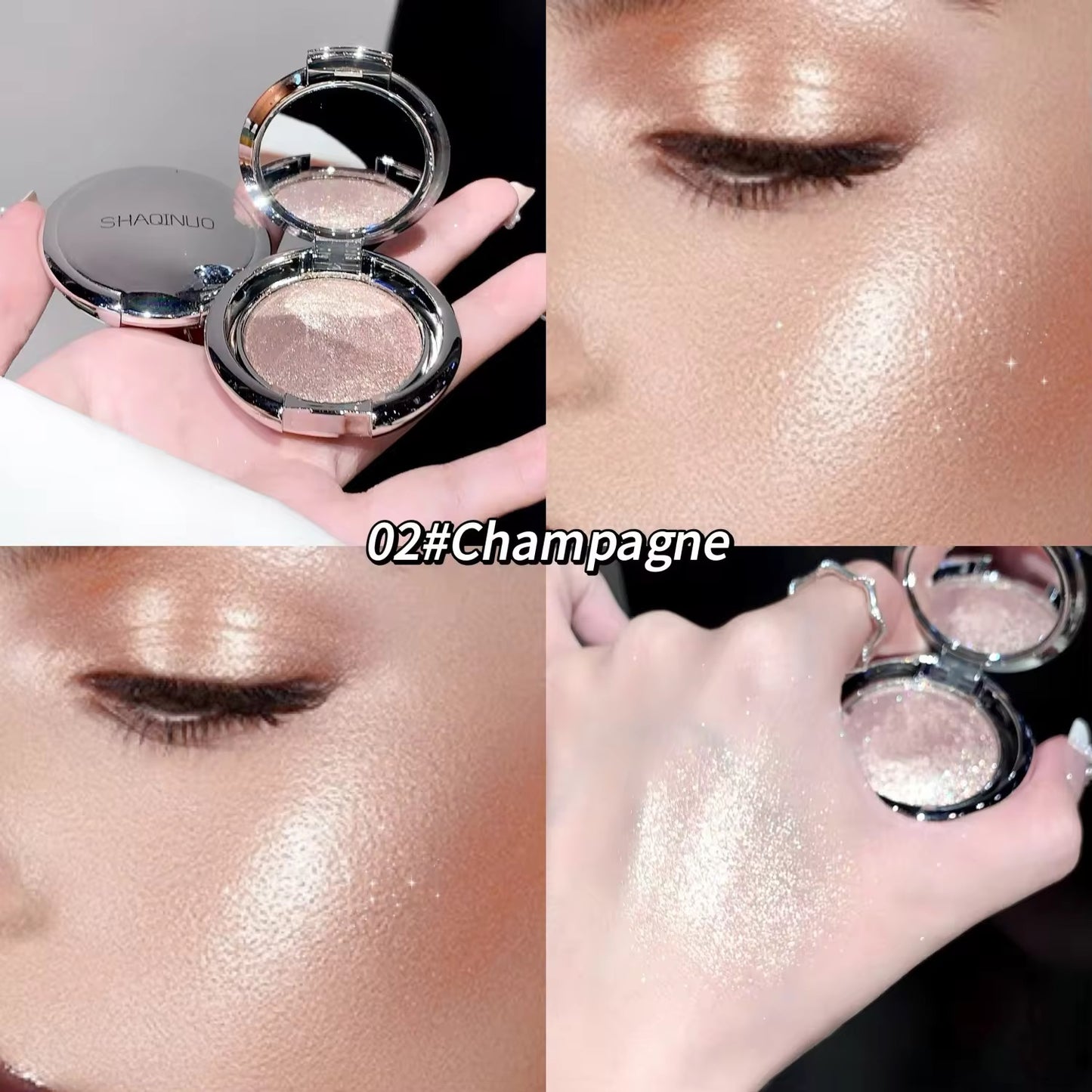SHAQINUO Korean Kawaii Spotlight Glow Highlighter | Mirror Compact with Built-in Light