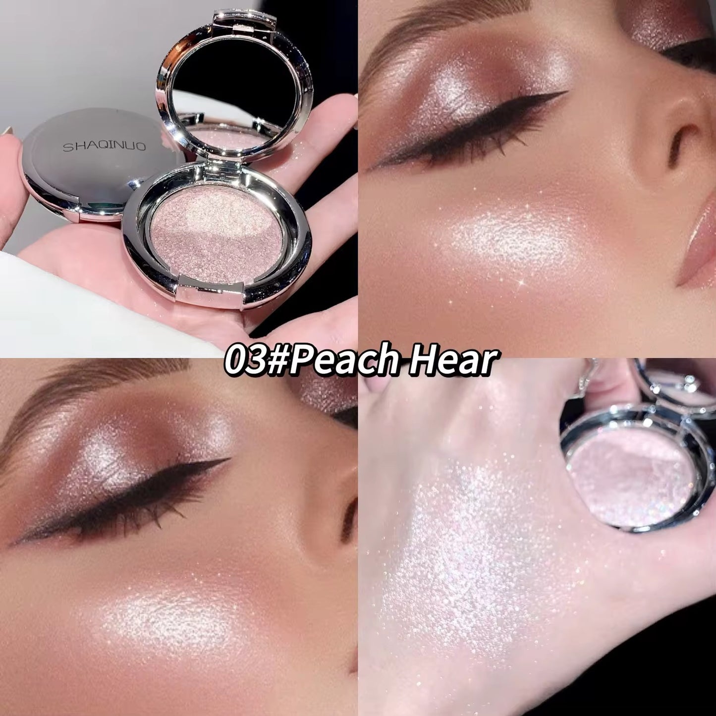 SHAQINUO Korean Kawaii Spotlight Glow Highlighter | Mirror Compact with Built-in Light