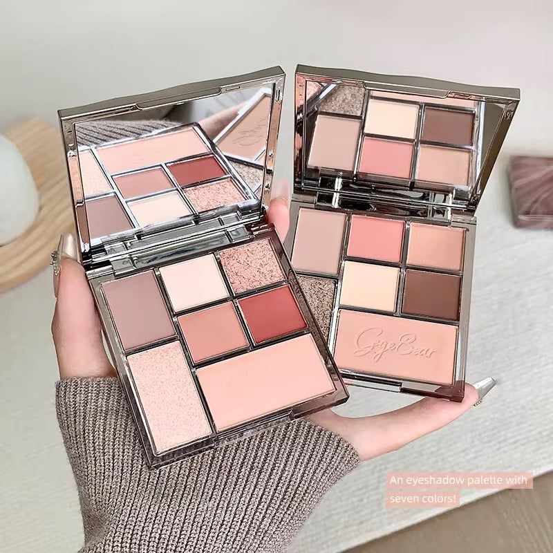 CLEARANCE Gege Bear 7-Color Eyeshadow Palette 🌸💖 | Rose Glam + Soft Matte ✨ | Korean INS Makeup