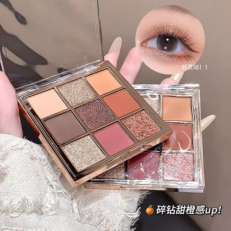 Korean Kawaii 9-Color Eyeshadow Palette 🎀✨ | Matte + Glitter Glam 💖 | INS Trendy Eye Look