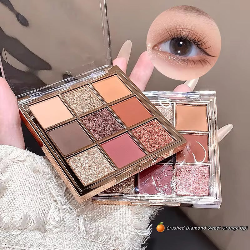 Korean Kawaii 9-Color Eyeshadow Palette 🎀✨ | Matte + Glitter Glam 💖 | INS Trendy Eye Look