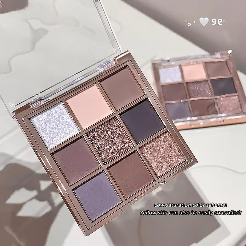 Korean Kawaii 9-Color Eyeshadow Palette 🎀✨ | Matte + Glitter Glam 💖 | INS Trendy Eye Look