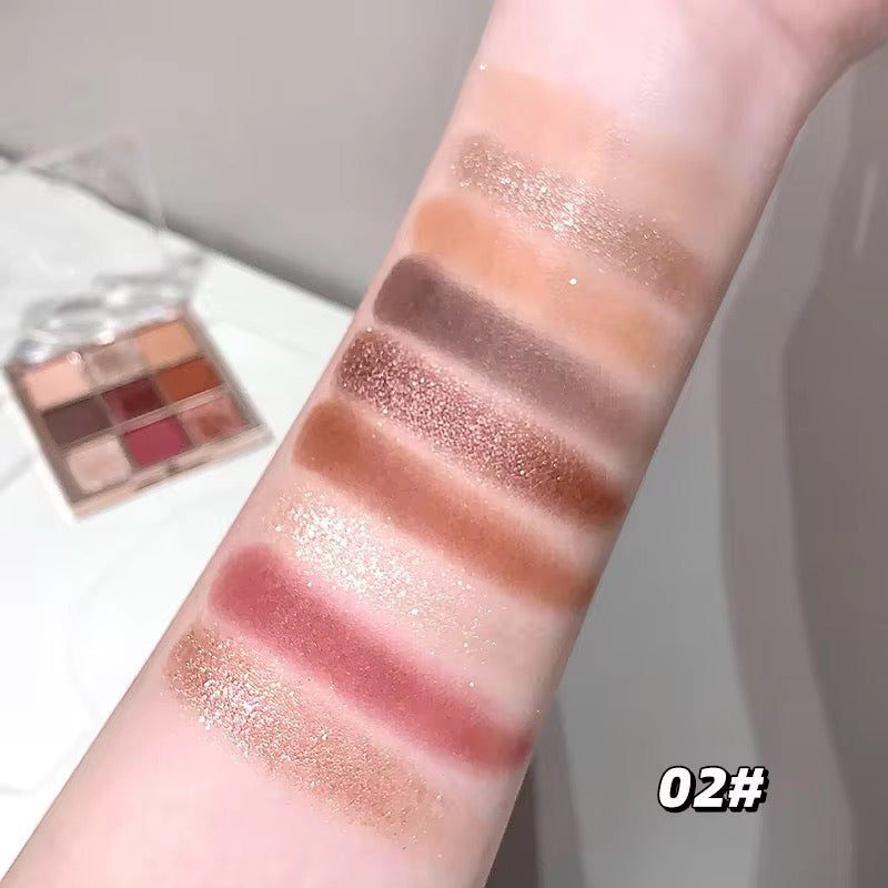 Korean Kawaii 9-Color Eyeshadow Palette 🎀✨ | Matte + Glitter Glam 💖 | INS Trendy Eye Look