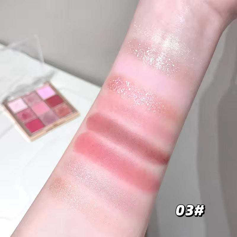 Korean Kawaii 9-Color Eyeshadow Palette 🎀✨ | Matte + Glitter Glam 💖 | INS Trendy Eye Look