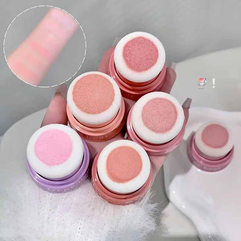 Gege Bear Korean Kawaii Cushion Blush 🍓💖 | Soft Cream-to-Powder Glow ✨ | Cute Sponge Stick