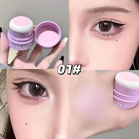 Gege Bear Korean Kawaii Cushion Blush 🍓💖 | Soft Cream-to-Powder Glow ✨ | Cute Sponge Stick
