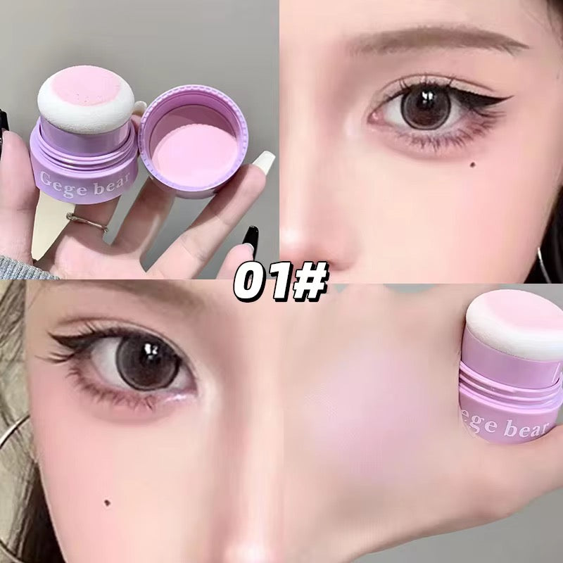 Gege Bear Korean Kawaii Cushion Blush 🍓💖 | Soft Cream-to-Powder Glow ✨ | Cute Sponge Stick