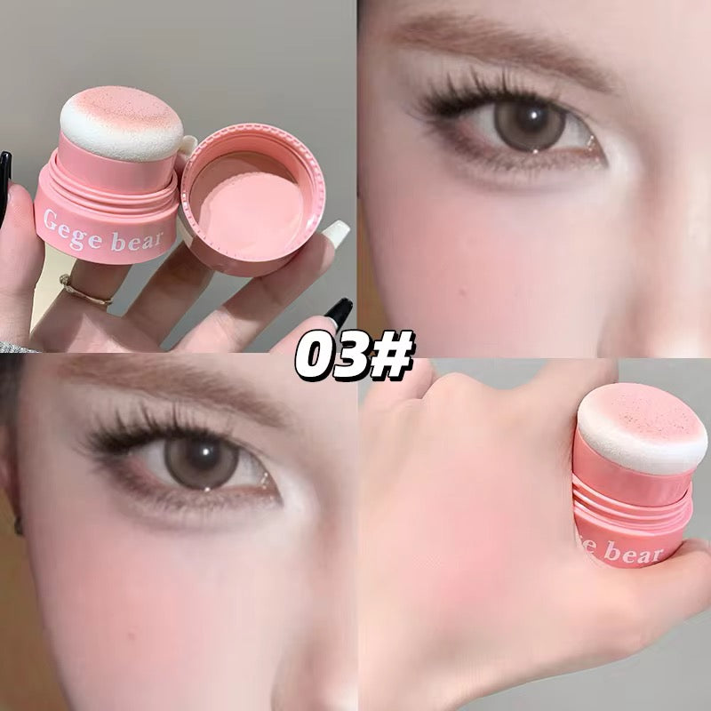 Gege Bear Korean Kawaii Cushion Blush 🍓💖 | Soft Cream-to-Powder Glow ✨ | Cute Sponge Stick