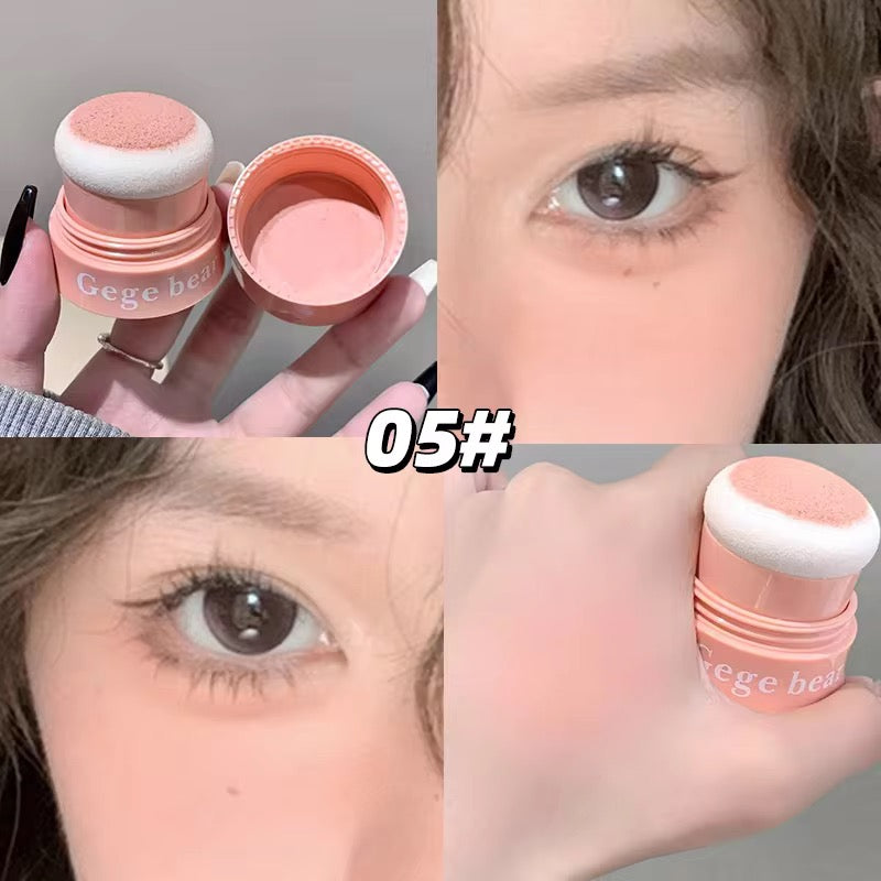 Gege Bear Korean Kawaii Cushion Blush 🍓💖 | Soft Cream-to-Powder Glow ✨ | Cute Sponge Stick