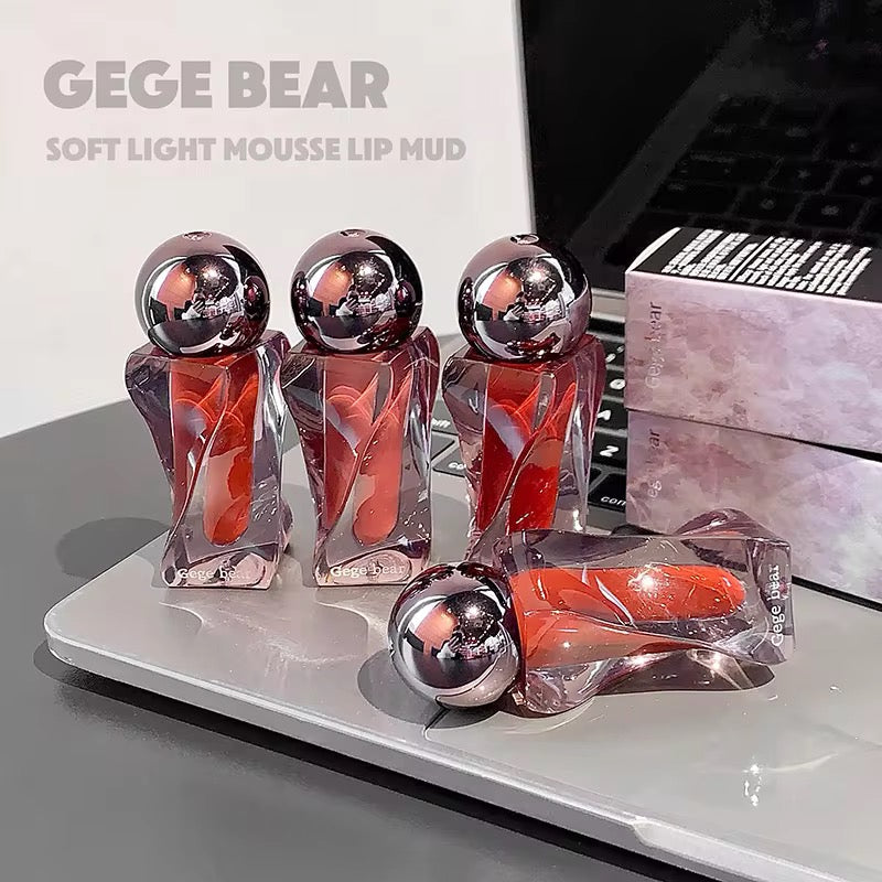 Gege Bear Crystal Lip Tint ✨💖 | Glassy Soft-Matte Lips 🌸 | Korean INS Luxury Tint