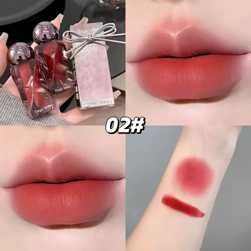 Gege Bear Crystal Lip Tint ✨💖 | Glassy Soft-Matte Lips 🌸 | Korean INS Luxury Tint