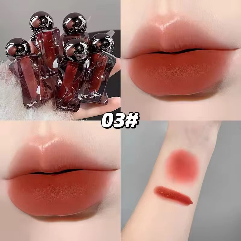Gege Bear Crystal Lip Tint ✨💖 | Glassy Soft-Matte Lips 🌸 | Korean INS Luxury Tint