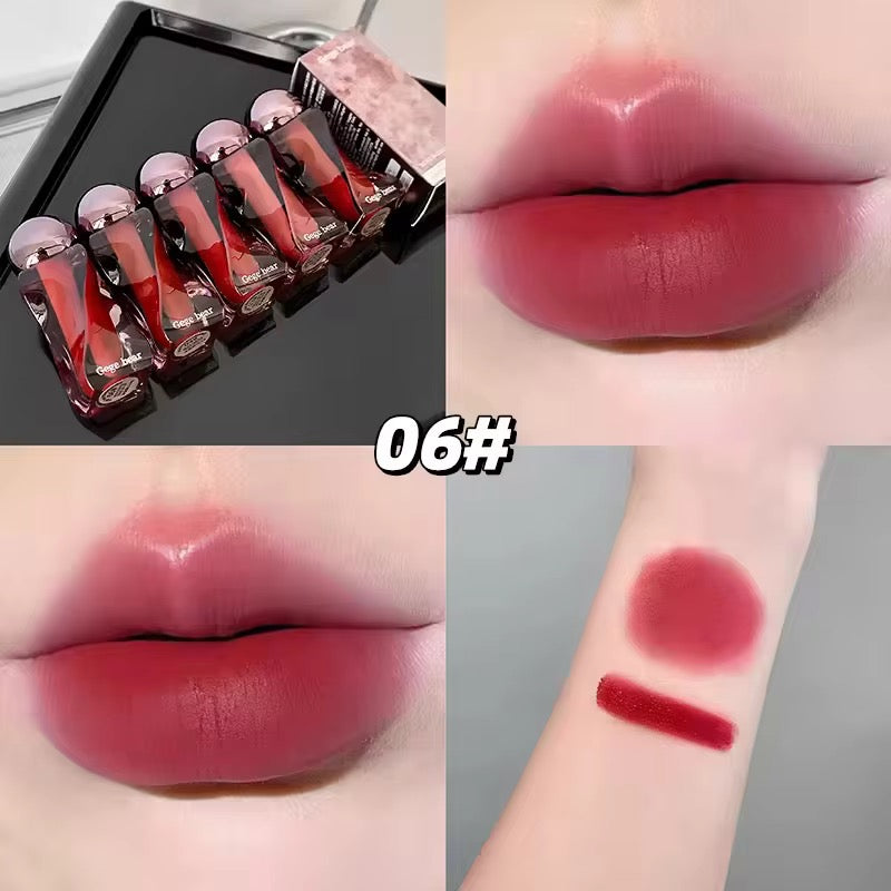 Gege Bear Crystal Lip Tint ✨💖 | Glassy Soft-Matte Lips 🌸 | Korean INS Luxury Tint