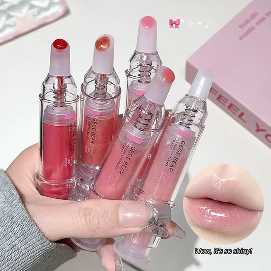 Gege Bear Korean Jelly Lip Gloss 💖✨ | Syringe Style Glass Lips 💎 | Ultra Shiny Moist Glow