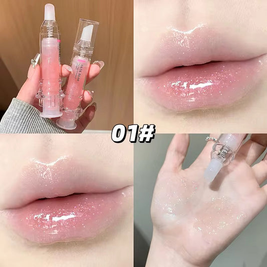 Gege Bear Korean Jelly Lip Gloss 💖✨ | Syringe Style Glass Lips 💎 | Ultra Shiny Moist Glow