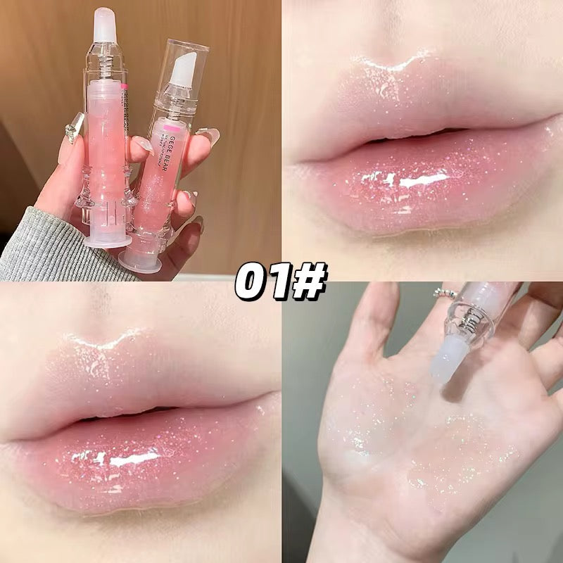 Gege Bear Korean Jelly Lip Gloss 💖✨ | Syringe Style Glass Lips 💎 | Ultra Shiny Moist Glow