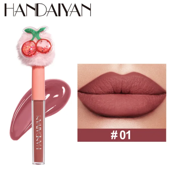 2ML Handaiyan Matte Lipstick Fruit Plush Lipstick Tube Head Waterproof Long Lasting Non-Stick Lip Gloss Glaze Women'S Cosmetics