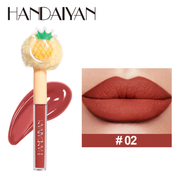 2ML Handaiyan Matte Lipstick Fruit Plush Lipstick Tube Head Waterproof Long Lasting Non-Stick Lip Gloss Glaze Women'S Cosmetics