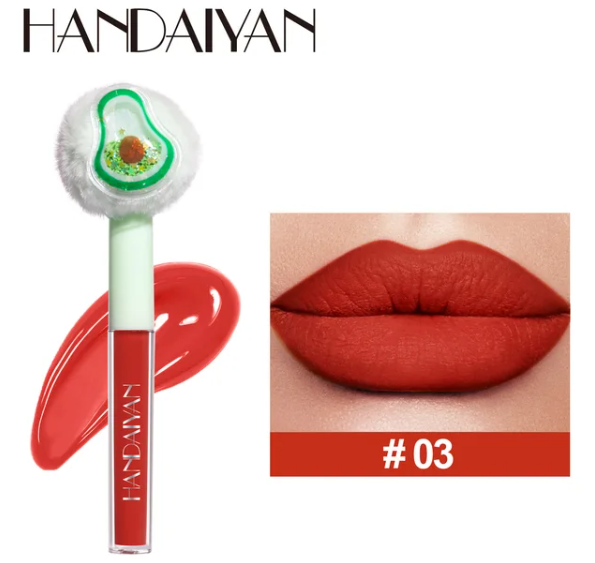 2ML Handaiyan Matte Lipstick Fruit Plush Lipstick Tube Head Waterproof Long Lasting Non-Stick Lip Gloss Glaze Women'S Cosmetics