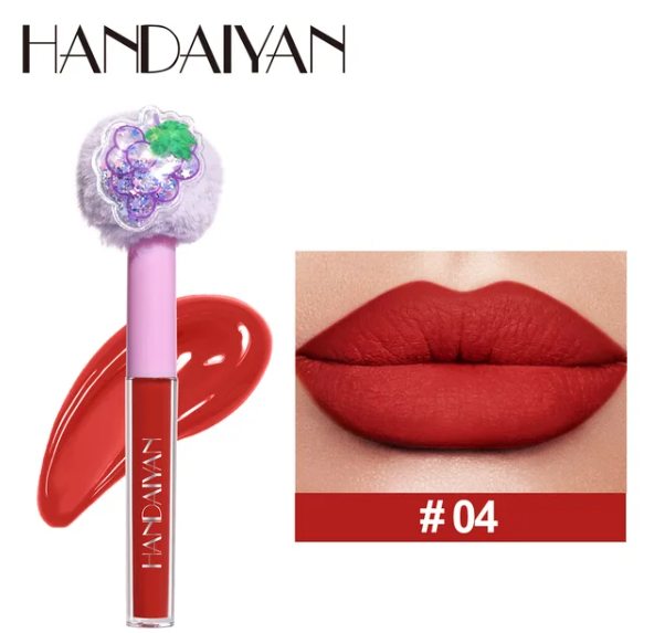 2ML Handaiyan Matte Lipstick Fruit Plush Lipstick Tube Head Waterproof Long Lasting Non-Stick Lip Gloss Glaze Women'S Cosmetics