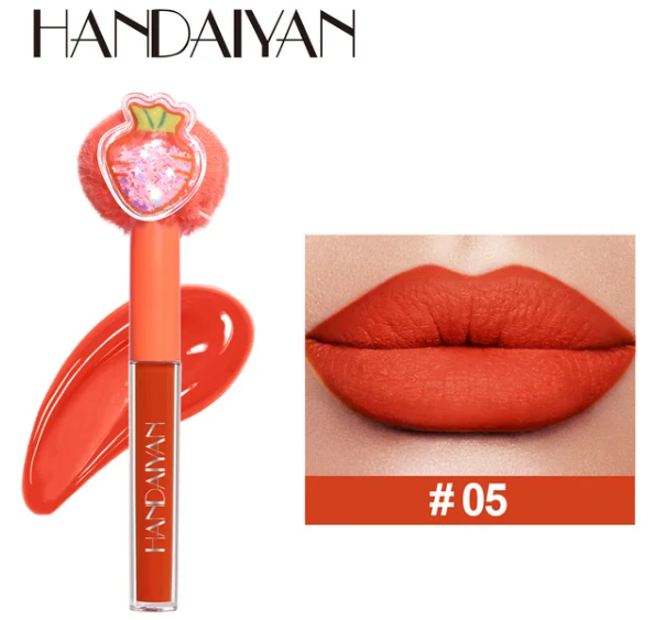 2ML Handaiyan Matte Lipstick Fruit Plush Lipstick Tube Head Waterproof Long Lasting Non-Stick Lip Gloss Glaze Women'S Cosmetics