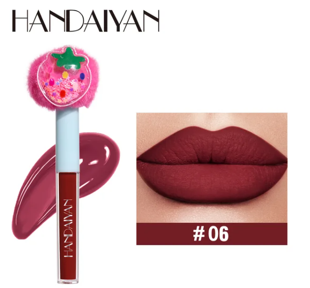 2ML Handaiyan Matte Lipstick Fruit Plush Lipstick Tube Head Waterproof Long Lasting Non-Stick Lip Gloss Glaze Women'S Cosmetics