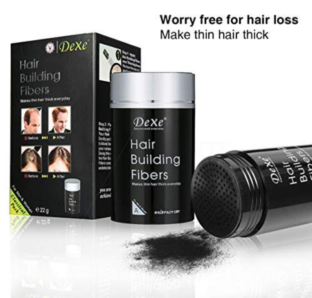 Dexe Hair Thickening And Building Hair Fiber Black Color, Thick hair, Instant results, Plant and cotton based fibers, For men and women (22g) , Black