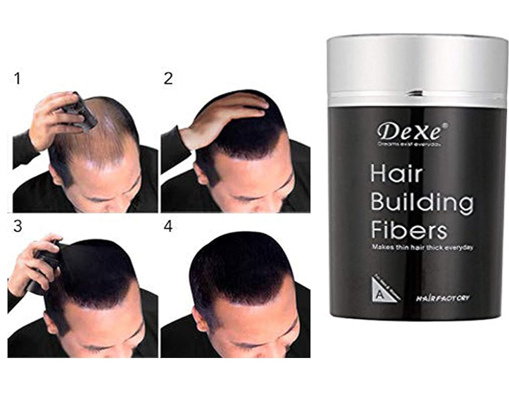 Dexe Hair Thickening And Building Hair Fiber Black Color, Thick hair, Instant results, Plant and cotton based fibers, For men and women (22g) , Black