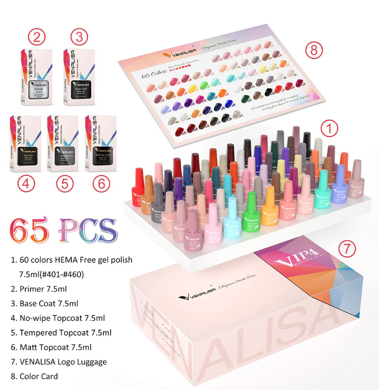 VIP4 Gel Polish Kit 65PCS  HEMA Free