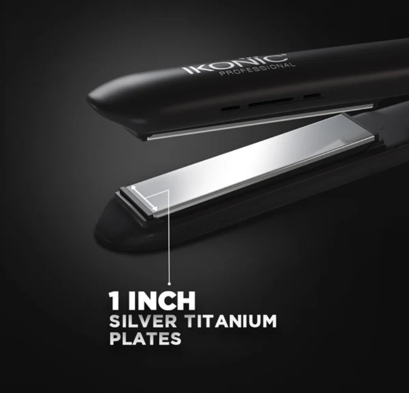 Ikonic Hair Straightener - Slim Titanium Shine Black & Silver