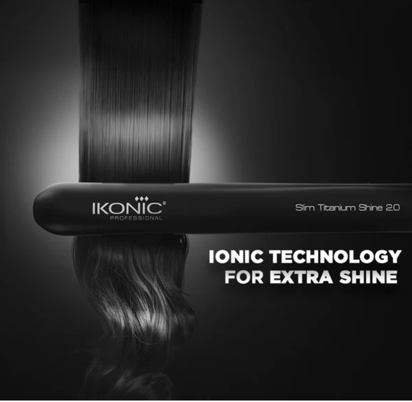 Ikonic Hair Straightener - Slim Titanium Shine Black & Silver