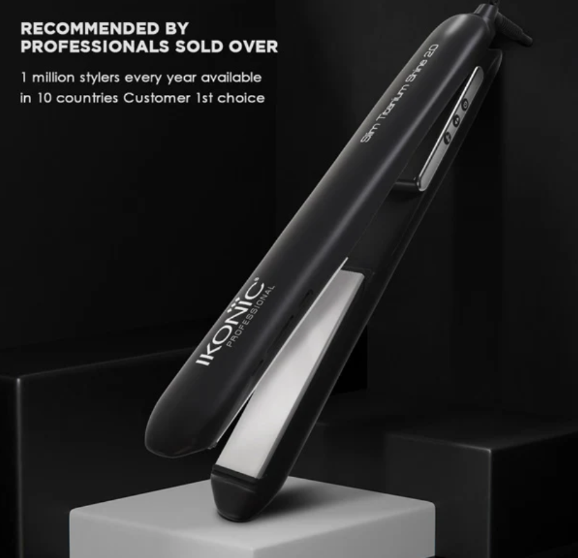 Ikonic Hair Straightener - Slim Titanium Shine Black & Silver