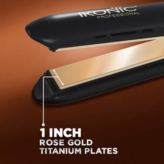 Ikonic Professional Gleam Hair Straightener (Black & Rose Gold)