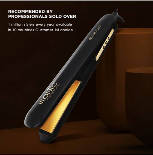 Ikonic Professional Gleam Hair Straightener (Black & Rose Gold)