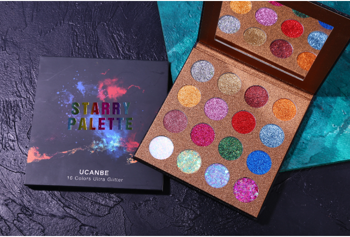 UCANBE STARRY PALETTE-Pro 16 Colors Glitter Eyeshadow Palette - Professional