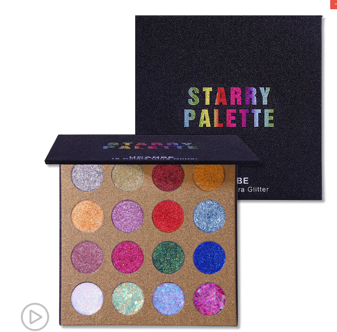 UCANBE STARRY PALETTE-Pro 16 Colors Glitter Eyeshadow Palette - Professional