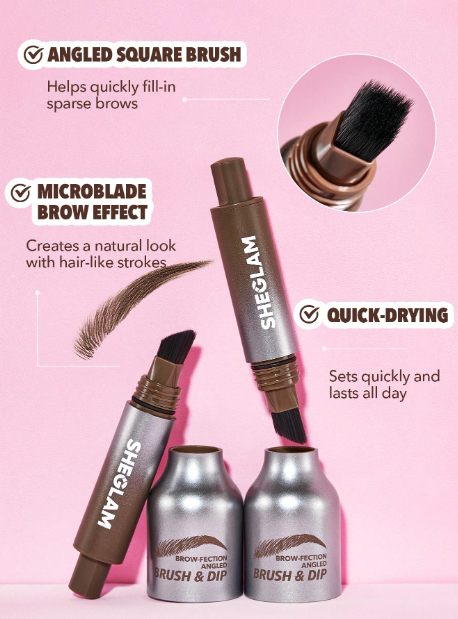 Sheglam Brow-Fection Angled Brush & Dip-Chocolate VEGAN