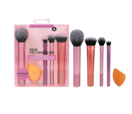 REAL TECHNIQUES By Sam & Nic Everyday Essentials For Blush + Foundation + Shadow + Highlighter + Concealer, Multicolour