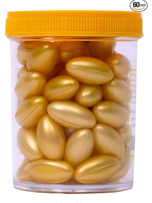 Vitamin-e Hair Capsules, Soften Hairs Serum Capsule, Suitable For Frizzy & Damaged Hair, Bifurcate Rough, Dry or Dull Hairs, Support Hair Growth, Pack Of 60 Capsules