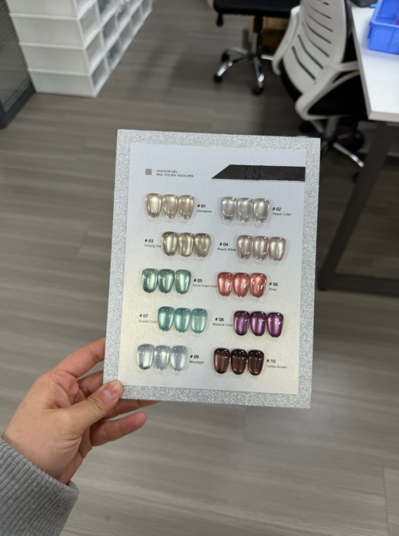 Three Strokes Cat Eye Gel Polish Set (10PCS, 15ml Each) with Shade Card | Magnetic Nail Art Kit - BuchiratI GLASS BEADS