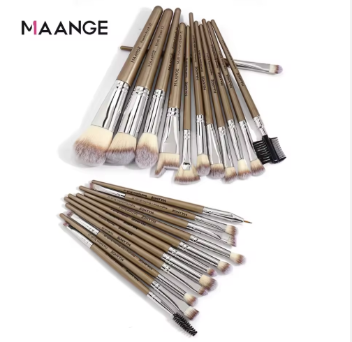 MAANGE JANNAT 23PCS Makeup Brush Set – Beginner to Pro Level MUA Kit | Coffee Fiber Nylon Brushes for Foundation, Concealer, Powder, Eyeshadow, Eyebrow & Eyelash | Professional 23 Pc Set