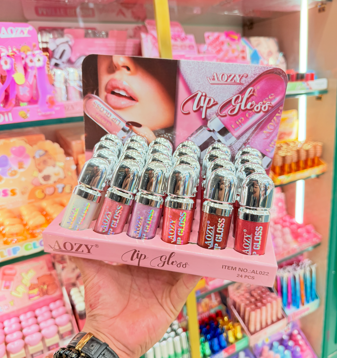 AOZY Shimmer Lip Gloss – Pack of 24 PCS ✨ | High Shine Glitter Finish (Wholesale)