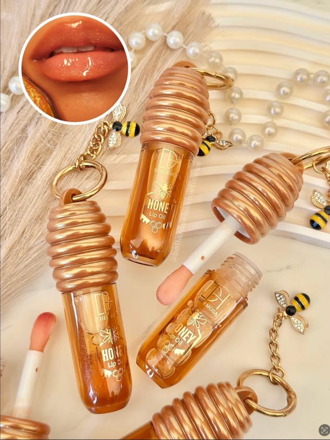 Honey Lip Oil Gloss Keychain – Pack of 24 PCS 🍯💋 | Hydrating Gloss (Wholesale)