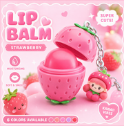 Hold Morning Baby Pink Strawberry Lip Balm Keychain – Cute Kawaii Moisturizing Lip Balm for Soft & Smooth Lips